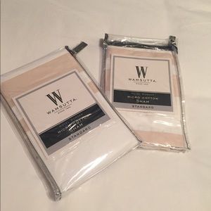 Wamsutta hotel border 2 standard shams wht/blush